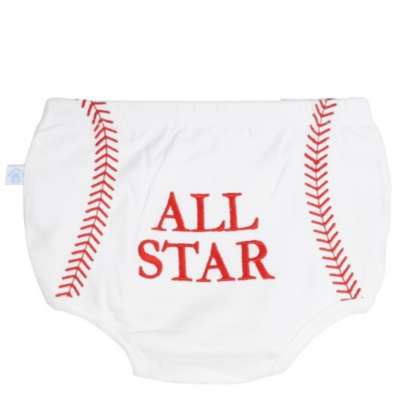 NWT Baseball 'All Star' Bloomer© Diaper Cover Size 0-3 Months - Picture 2 of 4